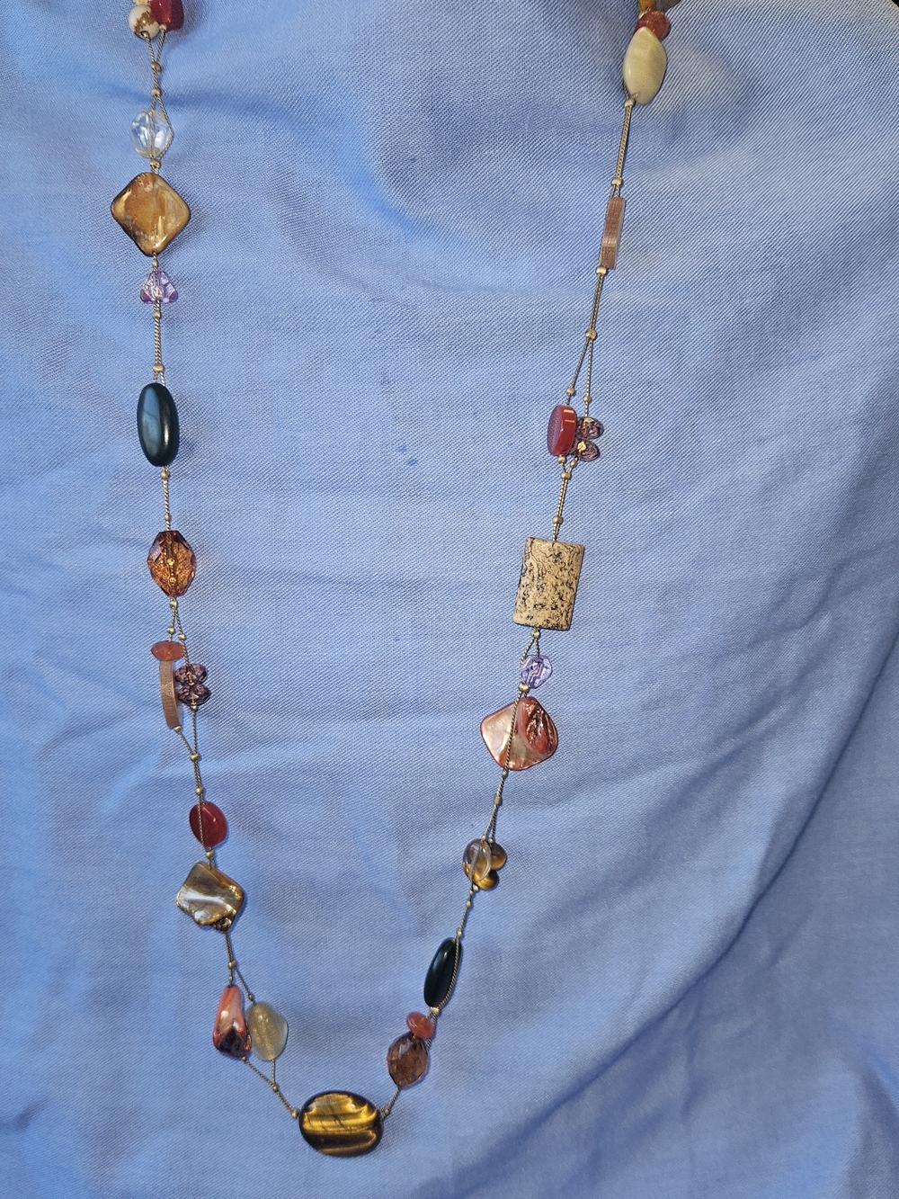 Lia Sophia Multicolor  Genuine Stone Long Necklace